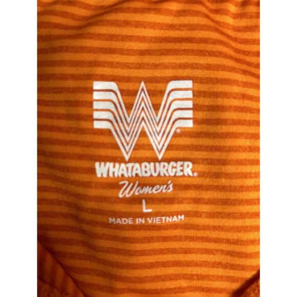 Whataburger Orange Striped V Neck Collard Breathable Uniform Top Size Large L - Picture 6 of 11